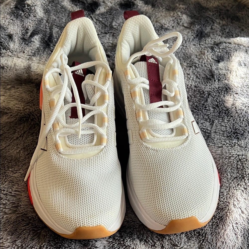 Adidas Womans White and Burgundy Sneakers